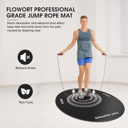 Jump Rope Mat - Large Rubber Exercise Mat, Non-Slip Oval Design for Indoor Outdoor Workout & Rope Protection