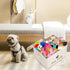 Geyecete Large Linen Fabric Storage Boxes, Foldable Bin Box Containers with Lid and Handles for Dog Apparel & Toys -