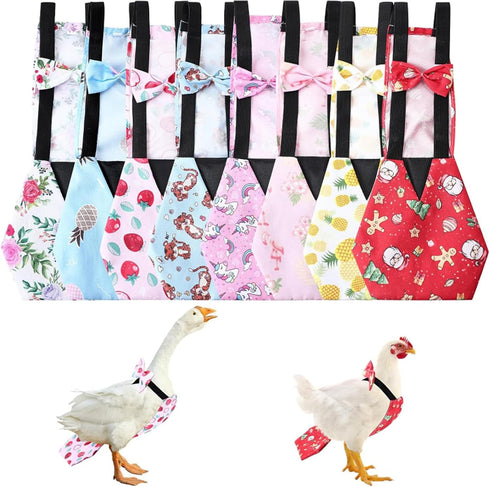 8 Pcs Chicken Diapers Bird Diaper Reusable Duck Diapers Waterproof and Adjustable