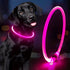 Light Up Dog Collar, Waterproof LED Pet Collar Rechargeable, TPU Cuttable Glow in The Dark for Night Walking (Pink)