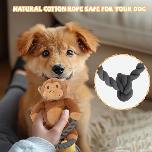 kattypet Plush Squeaky Dog Toys - Durable Cute Animals Toy for Indoor Play with Small, Medium and Large Dogs (Rabbit)