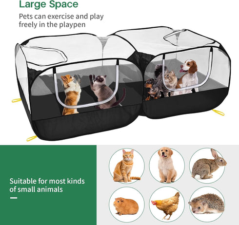 Jhua Pet Playpen for Small Animals, Portable Chicken Run with Detachable Bottom and Cover, Foldable Chicken Coop Indoor