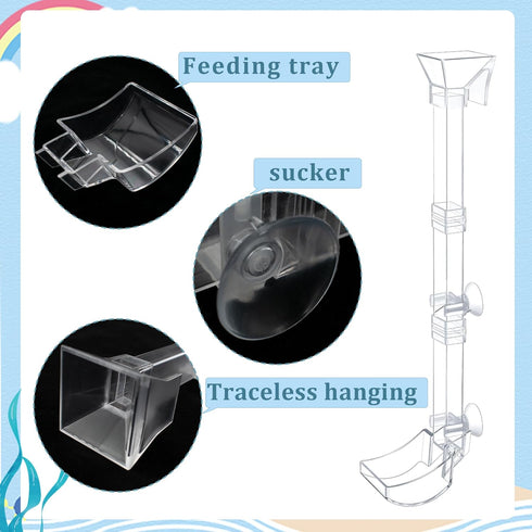 Aquarium Fish Shrimp Feeding Dish Set with Clear Feeder Tube, Cleaning Brush, and Measuring Spoon