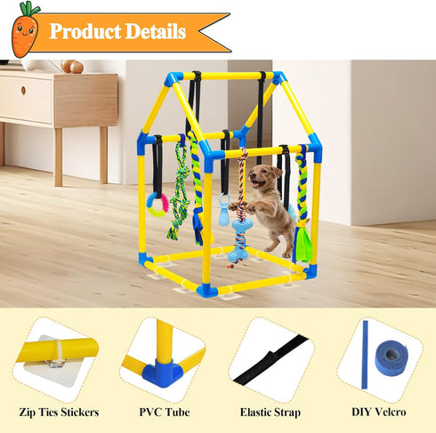 8 Puppy Play Gym with Hanging Toys, Jungle Gym for Small Dogs & Puppies Indoor Enrichment Playground Interactive