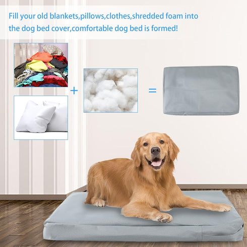 Waterproof Dog Bed Cover with Zipper, Oxford Dog Crate Pad Cover, Washable Replacement Cover (Gray #1, 40*27*4in)