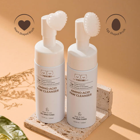 YUKIMI Premium Amino Acid Paw Cleanser with Silicone Brush for Dogs & Cats, Hypoallergenic, Hydrating, Moisturizing