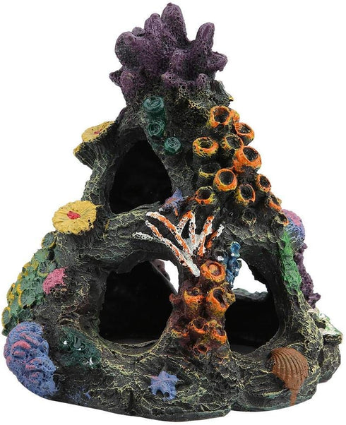 PINVNBY Coral Aquarium Decoration, Fish Tank Resin Rock Mountain Cave Ornaments for Betta Fish House.