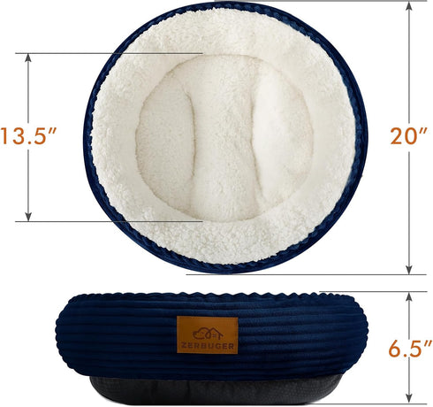 Cat Beds for Indoor Cats 20 Inches Navy Blue, Small Dog Beds for Small Dogs, Extra Soft & Machine Washable