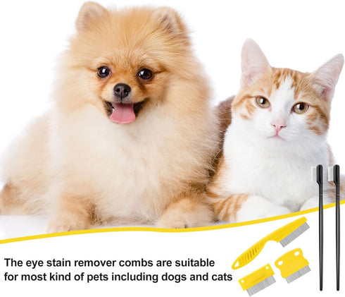 5 Pieces Dog Eye Combs for Tear Stain Removal, Pet Grooming Comb for Small Dogs (Yellow, Black)
