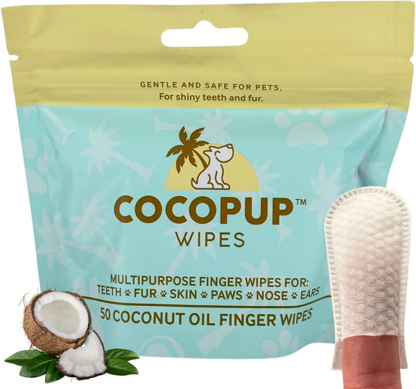 Dog Teeth Cleaning Wipes, Ear Nose Paws Fur Cleaner with Pure Coconut Oil
