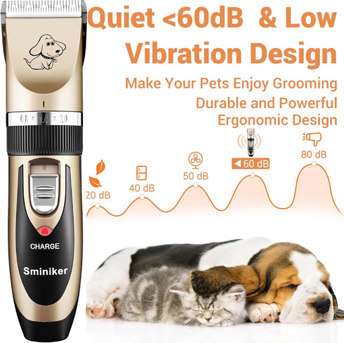 Sminiker Professional Rechargeable Cordless Dogs Cats Horse Grooming Clippers - Professional Pet Hair Clippers