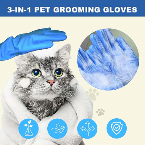 2pcs Dog Washing Gloves and Bath Brush, 2-in-1 Pet Shower Set for Dogs, Cats, Bath Massage, and Grooming