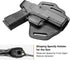 OWB Thumb Break Holster for Glock 17, 19, 19x, 22, 23, 31, 32, 45, Full Grain Leather, Right Hand