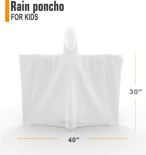 Hagon PRO Disposable Rain Poncho for Kids, Lightweight Waterproof Toddler Rain Coat, 5 Pack