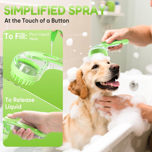 2pcs Pet Bath Brush with Shampoo Dispenser, Dog Bath Brush and Grooming Massage Brush for Dogs & Cats, Easy Dog Washing