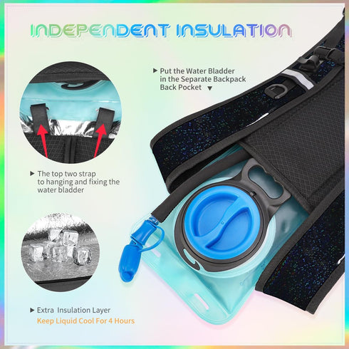 Hydration Backpack with 2L Water Bladder, Lightweight Insulation Pack for Men and Women, Raves, Hiking