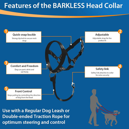 BARKLESS Soft Dog Head Collar, No Pull Training Tool for Small Dogs, Gentle Halter for Heavy Pullers