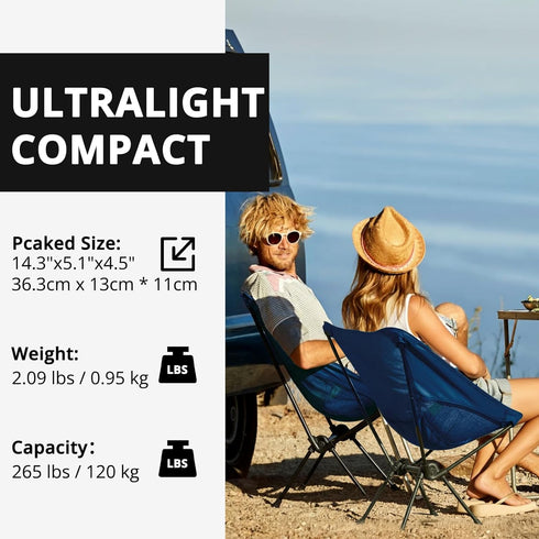 Backpacking CAMEL CROWN Camping Chair Heavy Duty Chair - Ultra-Light Folding Chair with Carry Bag, Portable Compact