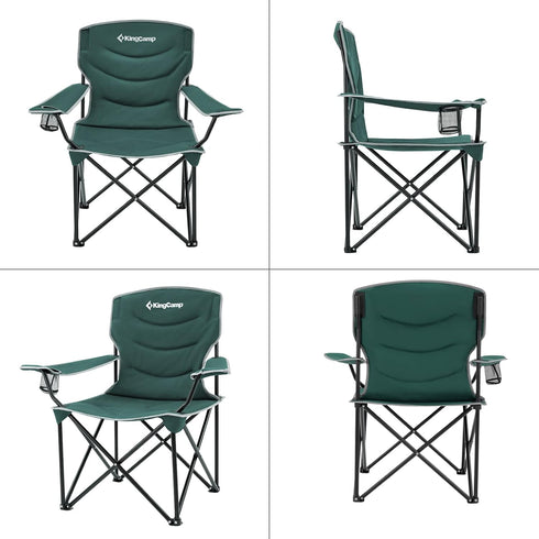 300lbs KingCamp Folding Camping Chair Oversized Portable Lawn Chair Padded Quad Chair with Cup Holder and Carry Bag