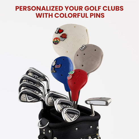 Golf Club Covers Pins, 10pcs or 25pcs PVC Plastic Decoration Charms, Compatible with Golf Head Covers