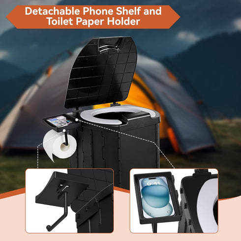 Opliy Backcountry, Portable Camping Toilet Upgraded Soft Camp Toilet Seat with Paper Holder- Travel Potty Perfect