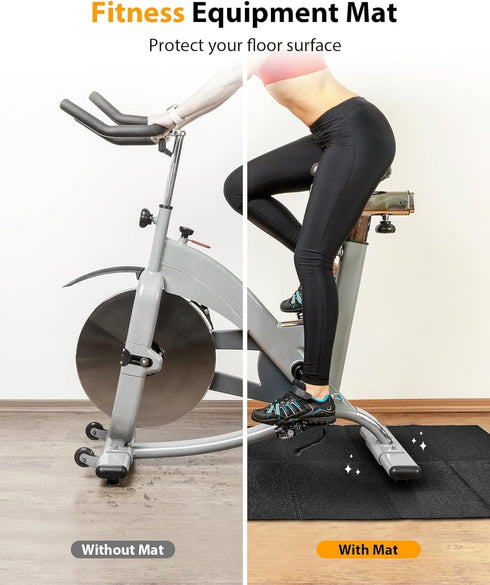 Foldable Rubber Treadmill Mat - Exercise Bike Mat with Waterproof Non-Slip Shock Absorption, Exercise Equipment Mat