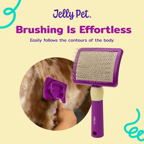 Pivoting Slicker Brush - Soft Pin Slicker for Shedding Dogs, Protects Skin, Effortless Brushing, Detangles and Desheds