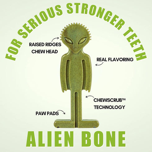Bullibone Alien Bone, Chew Toy for Aggressive Chewers and Large Dogs