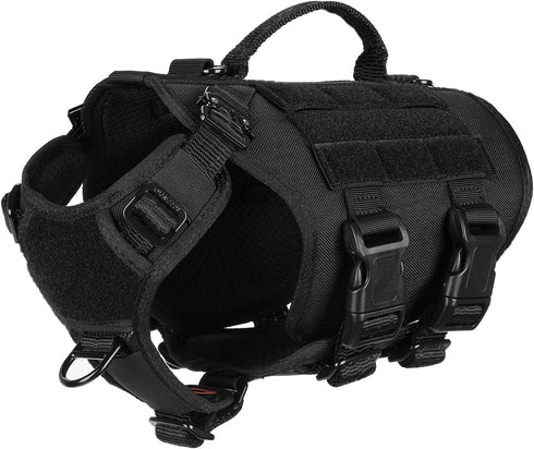 ICEFANG GN3 Tactical Dog Harness, Dog Molle Vest with Handle, No Pulling Front Clip, 6X Buckle, X-Small, Black