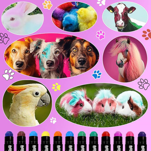 Temporary Pet Hair Dye, Pet Fur Paint Dye,Hair Painting Pens Non Toxic for Creative Grooming,Washable Dog Hair Dye, Pet Safe Marking Markers for Farm Animal