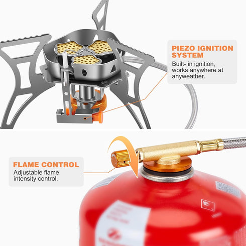 WADEO 5800W Windproof Camping Stove, Portable Gas Stove with Piezo Ignition for Outdoor Backpacking and Hiking