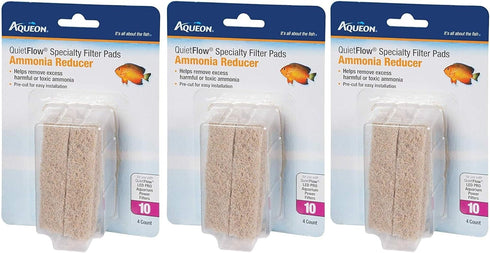 (3 Pack) Aqueon Quiet Flow 10 Ammonia Reducing Specialty Filter Pad (4 ct. Per Pack)