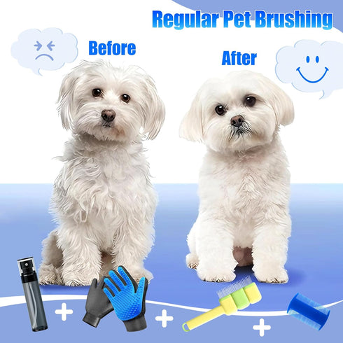 Jeyermier 9 Set,Self PCS Pet Grooming Brush Cleaning Pet Hair Removal Comb,Pet Hair Remover Gloves,Spray Bottle, Lice