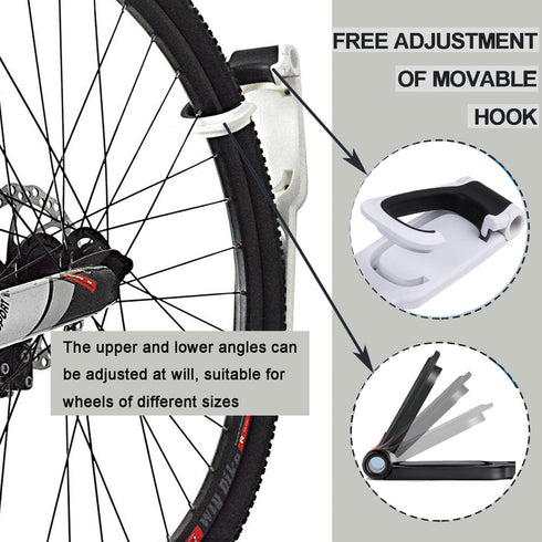 White Garage Indoor Bike Rack Wall Mount Organizer Hook Bicycle Hanger Storage System Vertical Hanging for Indoor Shed Easily Hang Heavy Duty Space Saving for Road Mountain Hybrid Bike,1PCS by HELEE