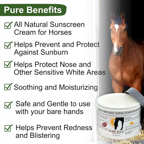 8 oz. Sunscreen for Horses - Pure Sole Sun Block Cream |Nose Sun Protection and Sensitive Pink Horse Skin |Made
