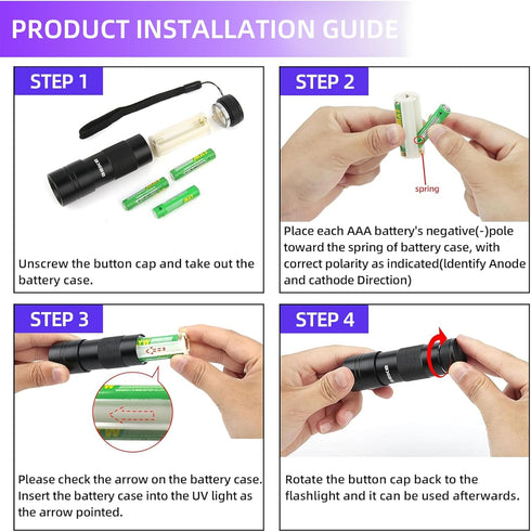 12 UV Flashlight Black LightSmall Portable Mini LED Blacklight Flashlight for Hidden Stain Detection in Room, Resin