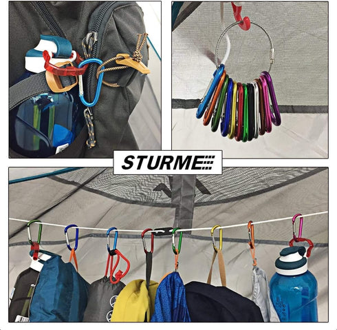 STURME 24 PCS Small Keychain Carabiner Clip Set - 2" Aluminum D Ring, Spring Loaded Gate, Durable Mini Lock Snap Hooks