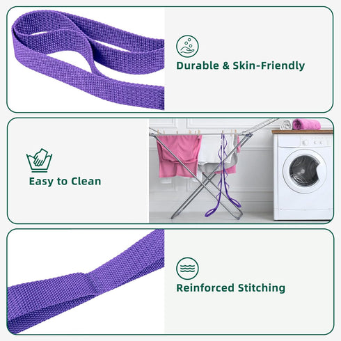 Stretching Strap Yoga Strap for Physical Therapy, Non-Elastic Straps for Stretching, 10 Loops for Pilates, Flexibility