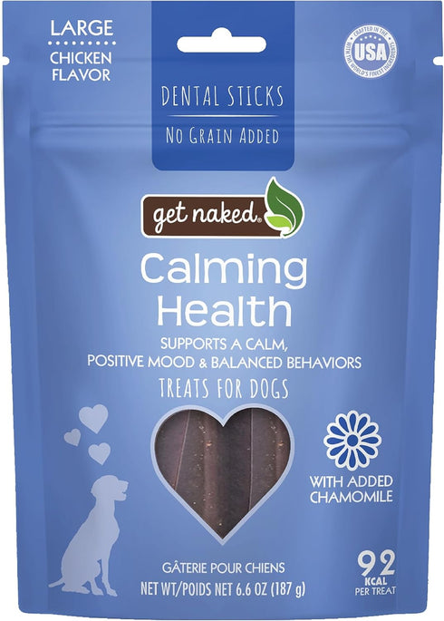 Get Naked Dental Sticks Grain-Free Chicken Flavor Dog Treats, Calming Health, 6.6-oz Bag