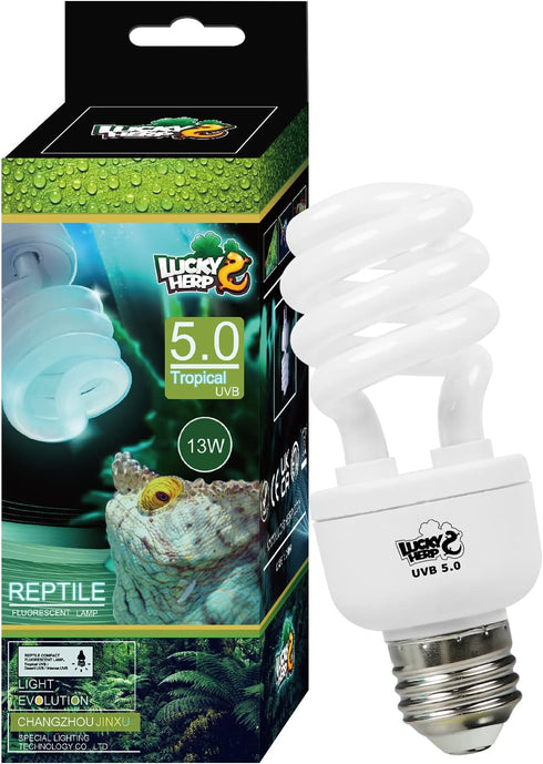 LUCKY HERP 5.0 13W Compact Fluorescent UVA UVB Light Tropical Terrarium Lamp