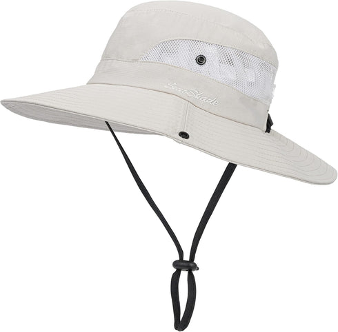 Women’s Outdoor Mesh Sun Hat, Foldable UV Protection Bucket Hat with Ponytail-Hole for Summer Beach Hiking