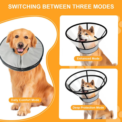 2PCS Sponge Core Dog Cat Cone Collar for After Surgery Recovery, Inflatable Dog Cone Alternative, Lainergie Dogs Donut