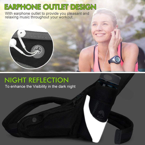 PYFK Hydration Waist Pack Running Belt with Water Bottle Holder for Men Women Reflective Fanny Bag Pouch