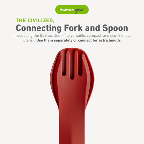 ?GoBites Duo and Bio Duo Travel Silverware, Full Size Portable Fork & Spoon, Reusable Utensil Set, PC and BPA-free, Food-Safe Nylon or Plant-Based Resin, ?Extended - 9.1” X 1.6” by humangear