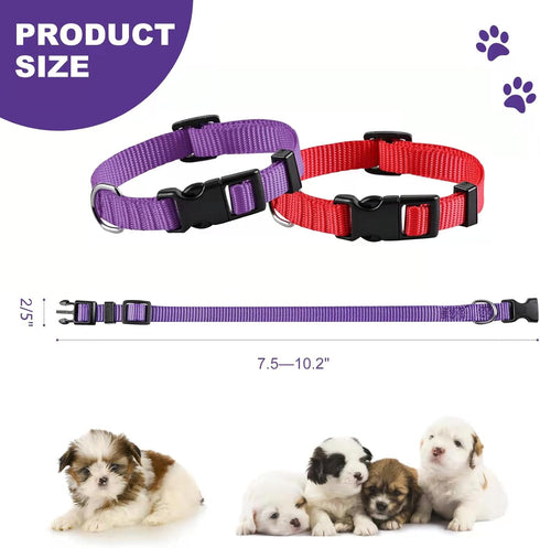 PARTNER Puppy ID Collars, Super Soft Nylon Adjustable Breakaway Collars for New Born Pets with Record Keeping Charts