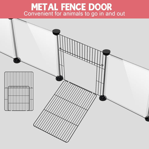 20 48" 24" 16" Panels Small Animals Playpen, x x Transparent Pet Playpen with Waterproof Mat,Portable Plastic Enclosure