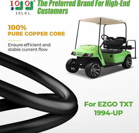 10L0L 4 36v 48v 1994-UP, Golf Cart Battery Cables Gauge for & EZGO TXT AC/DC Wire Golf Cart Battery Pure Copper Wiring