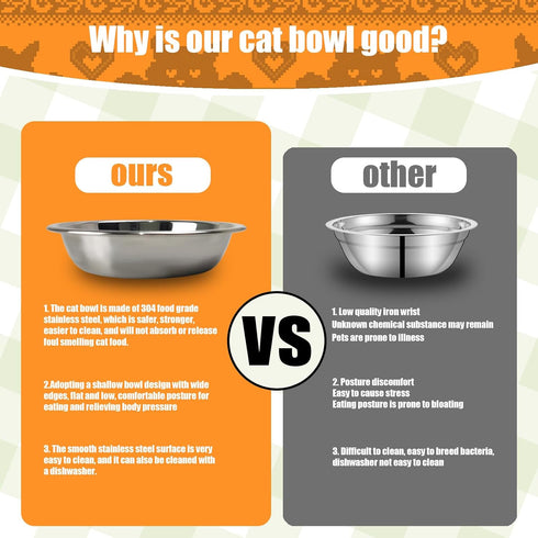 4 Pcs Stainless Steel Cat Bowls - 5.5 Inches Metal Cat Food Bowls for Indoor Cats, Whisker Fatigue Design
