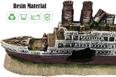 SLOCME Aquarium Titanic Shipwreck Decorations, Fish Tank Resin Material Pirate Ship Decor, Titanic Ornament