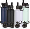 Volhoply 4 Pack 32 oz Insulated Water Bottles with Straw Lid & Spout Lid for Hiking, Camping